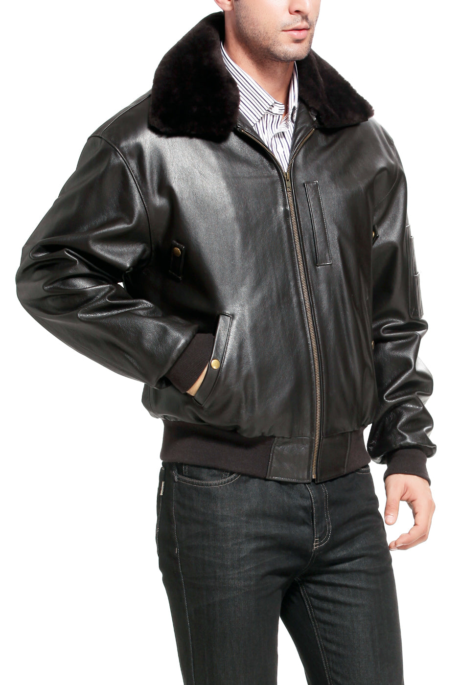 Landing Leathers Men's Air Force B-15 Cowhide Leather Flight Bomber Jacket