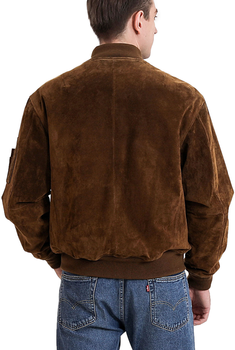 Landing Leathers Men MA-1 Suede Leather Flight Bomber Jacket