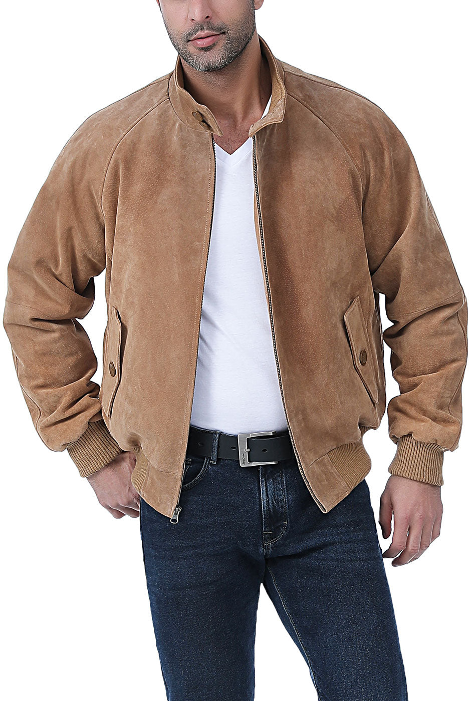 Landing Leathers Men WWII Suede Leather Bomber Jacket