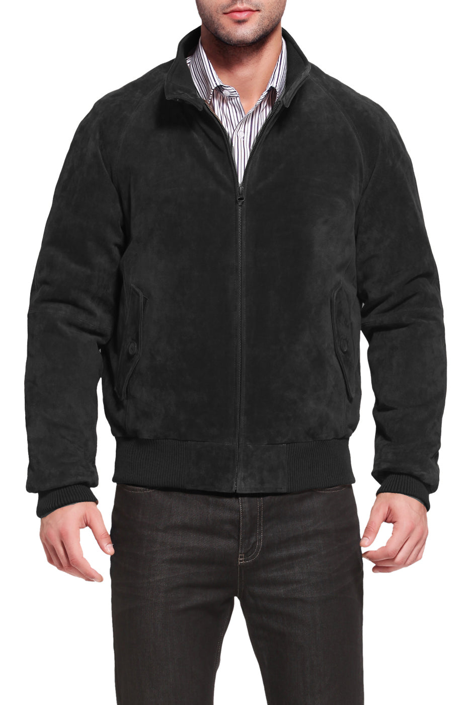 Landing Leathers Men WWII Suede Leather Bomber Jacket