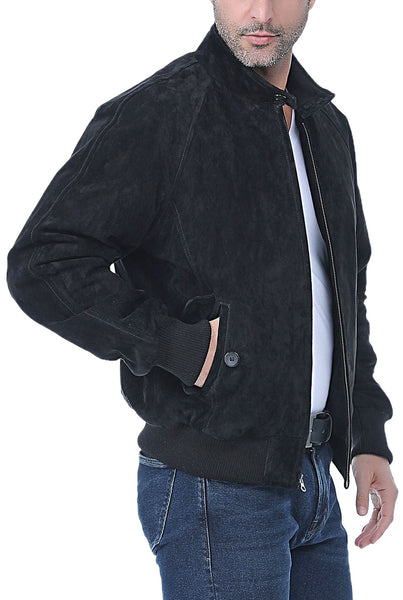Lenina ♥ TEDDY suede bomber jacket/追跡付 Retro Patchwork Men's Bomber suede jacket with Turndown