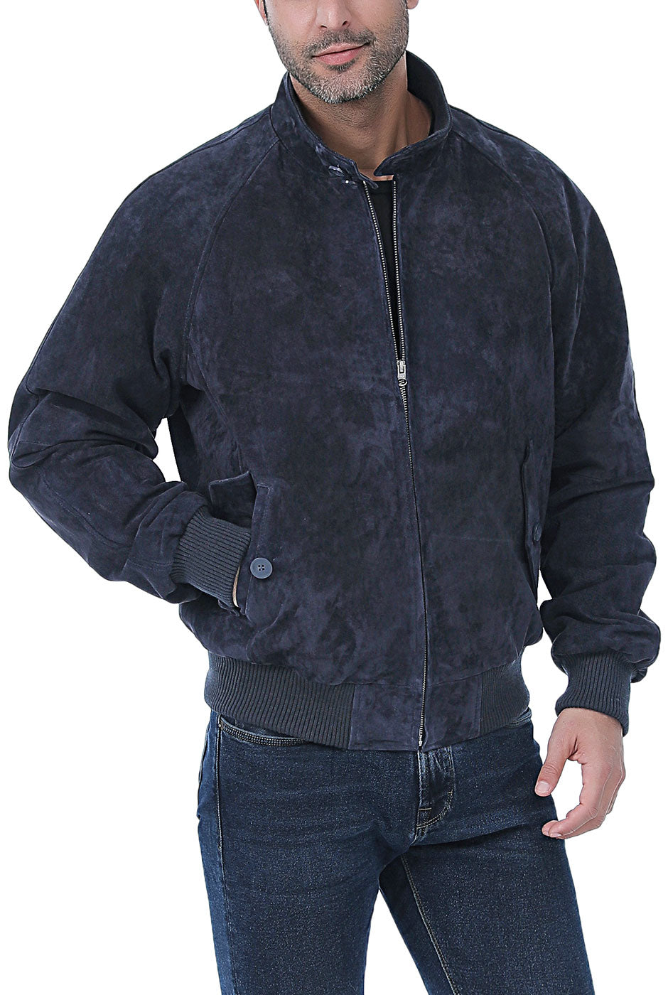 Landing Leathers Men WWII Suede Leather Bomber Jacket