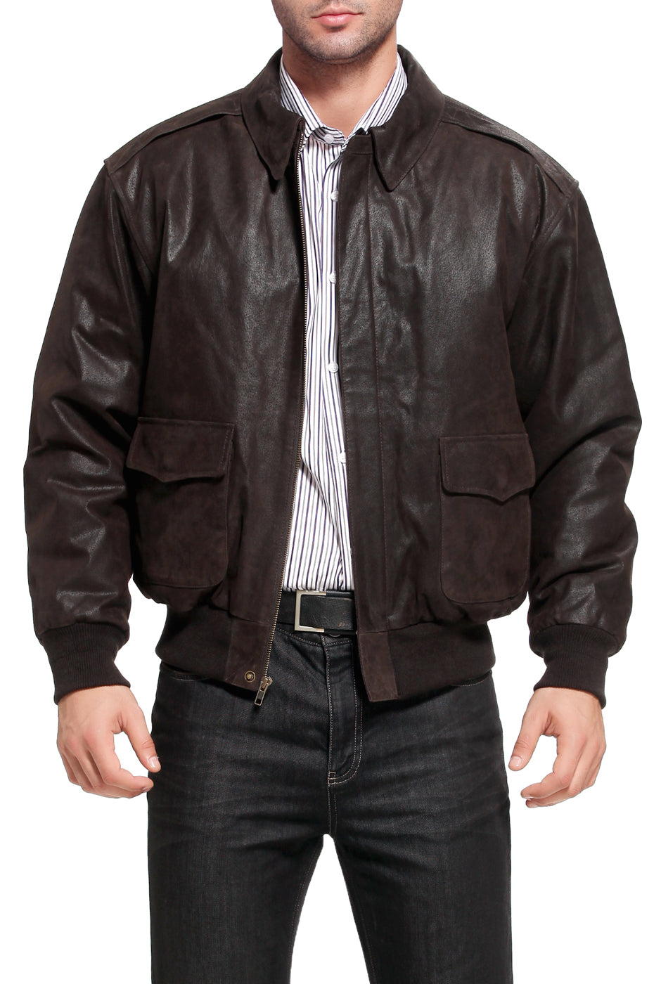 Landing Leathers Air Force Men A-2 Distressed Leather Flight Bomber Jacket