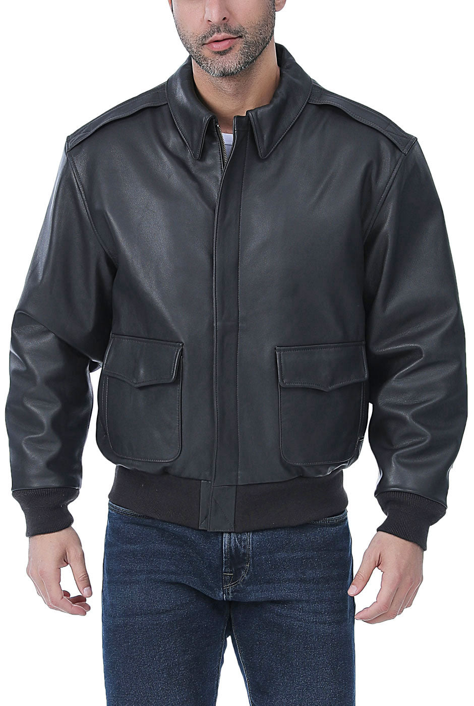 Landing Leathers Men Premium Air Force A-2 Goatskin Leather Flight Bomber Jacket