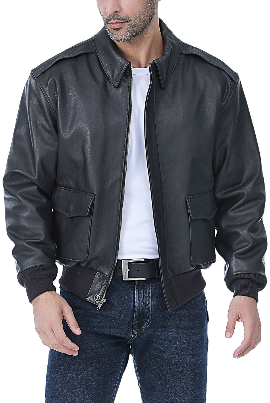 Landing Leathers Men Premium Air Force A-2 Goatskin Leather Flight Bomber Jacket