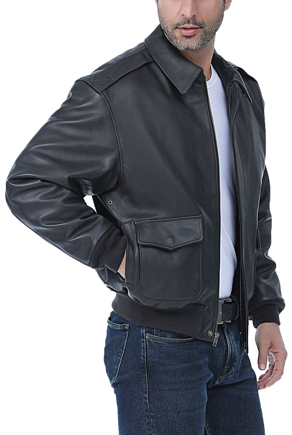 Landing Leathers Men Premium Air Force A-2 Goatskin Leather Flight Bomber Jacket