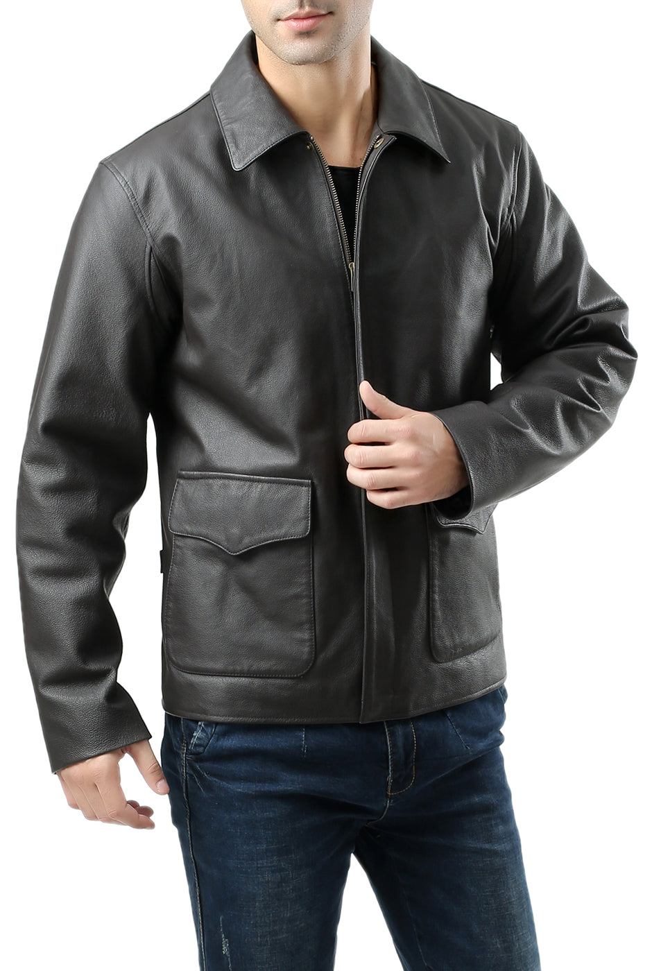 Landing Leathers Men Hero Indy-Style Cowhide Leather Jacket