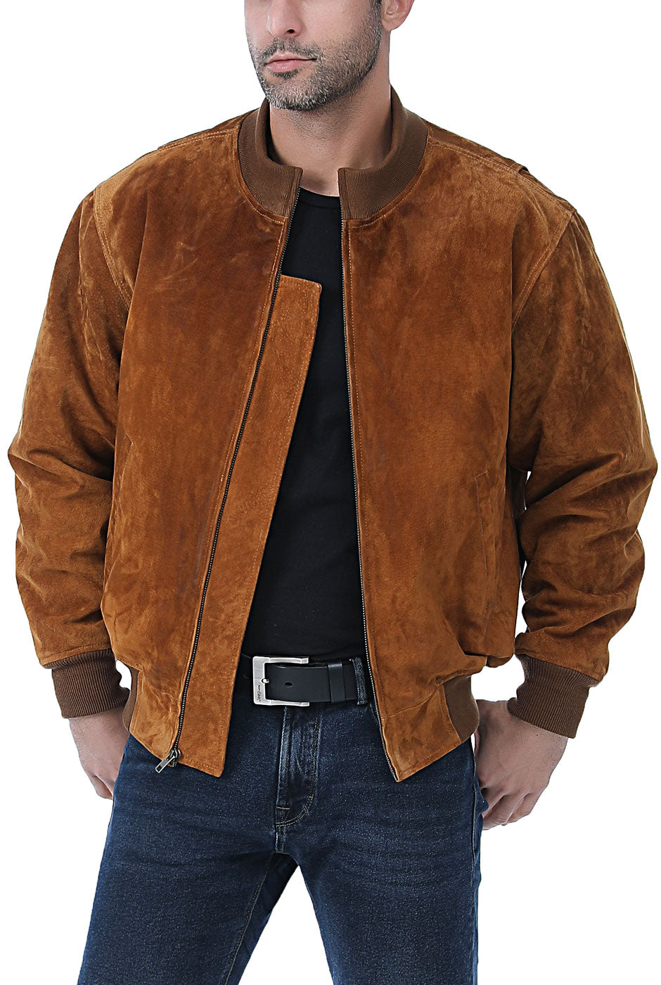 Landing Leathers Men WWII Suede Leather Tanker Jacket