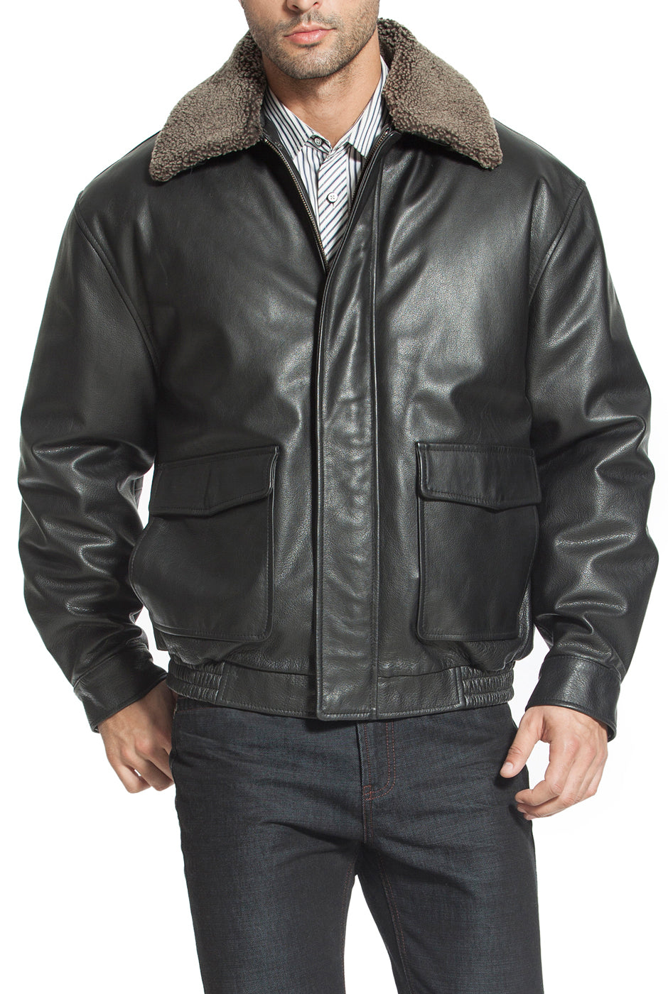 Landing Leathers Men's Heavy Duty Cowhide Leather Aviator Flight Bomber Jacket