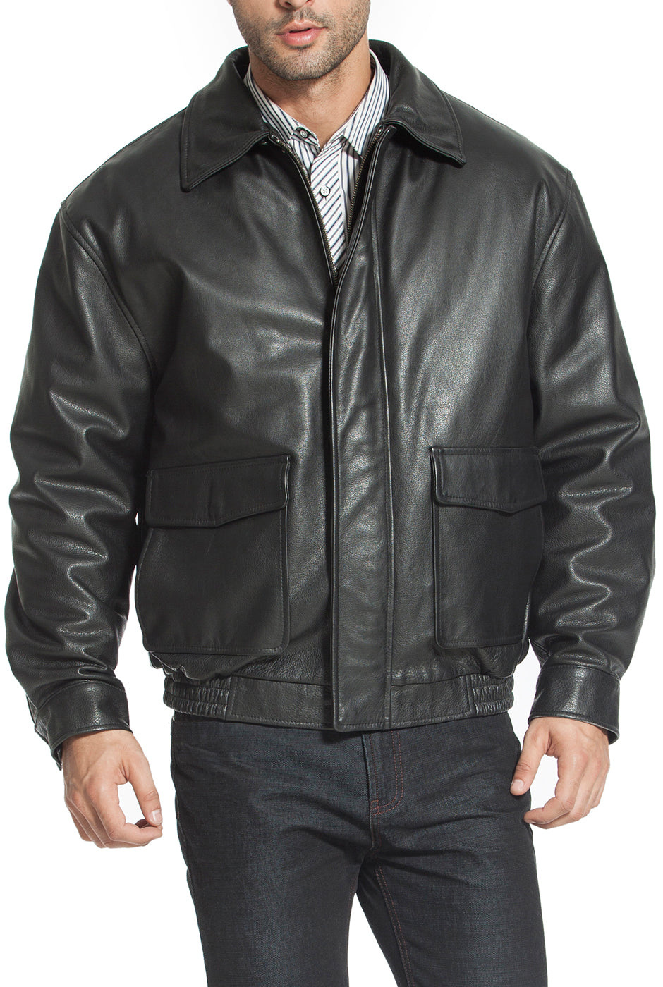 Landing Leathers Men's Heavy Duty Cowhide Leather Aviator Flight Bomber Jacket