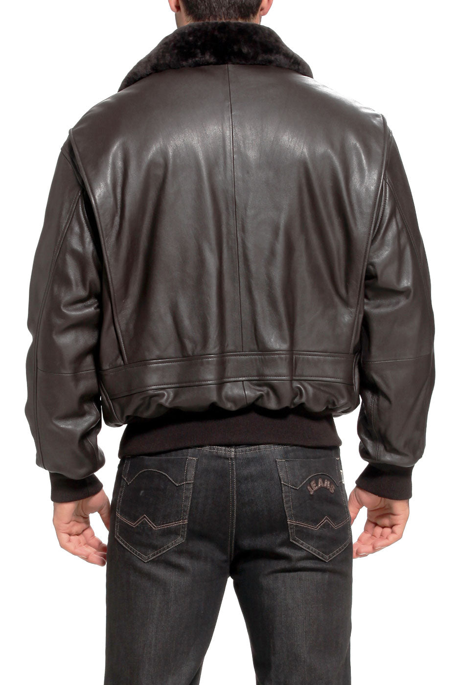 Landing Leathers Navy Men G-1 Goatskin Leather Flight Bomber Jacket