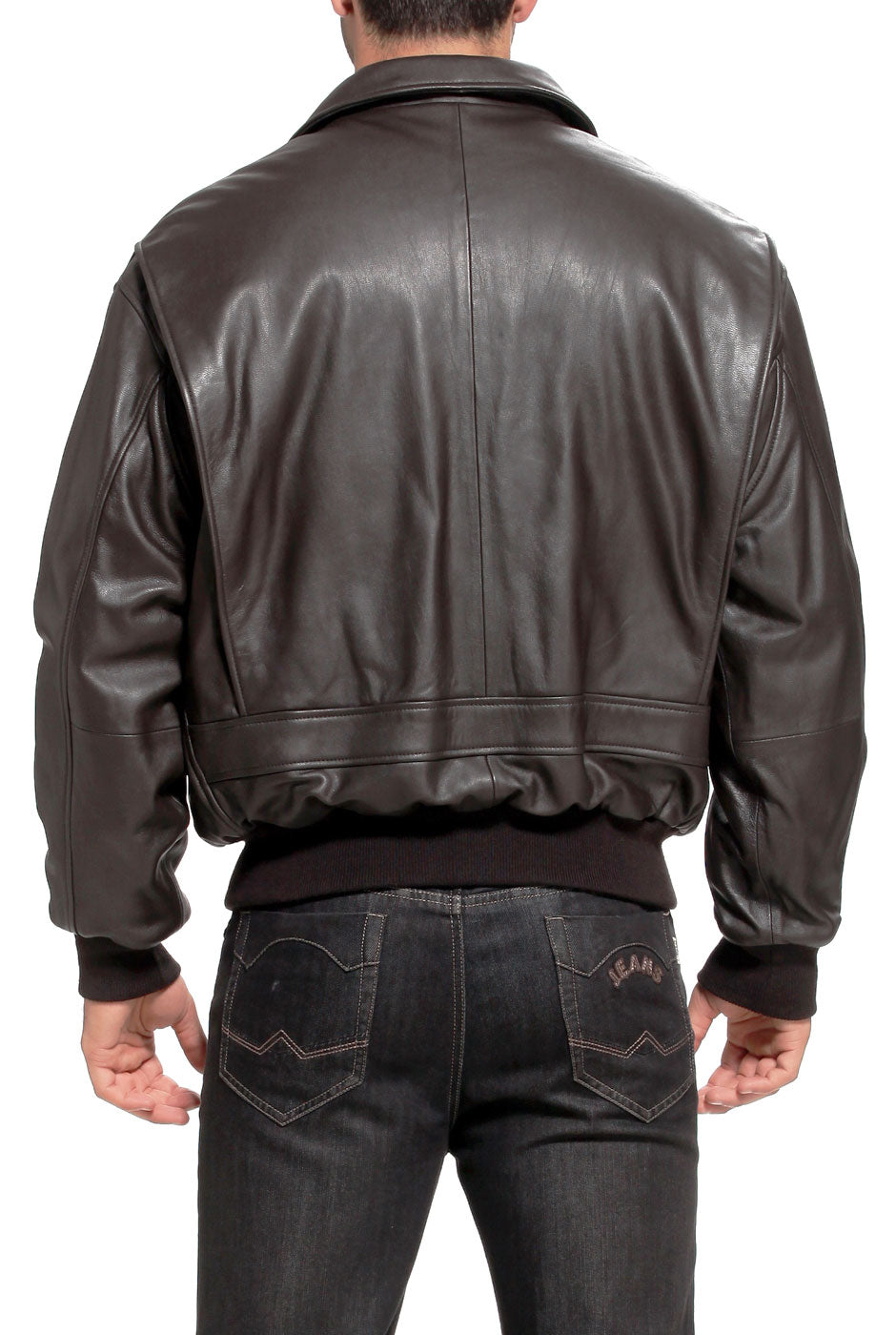 Landing Leathers Navy Men G-1 Goatskin Leather Flight Bomber Jacket