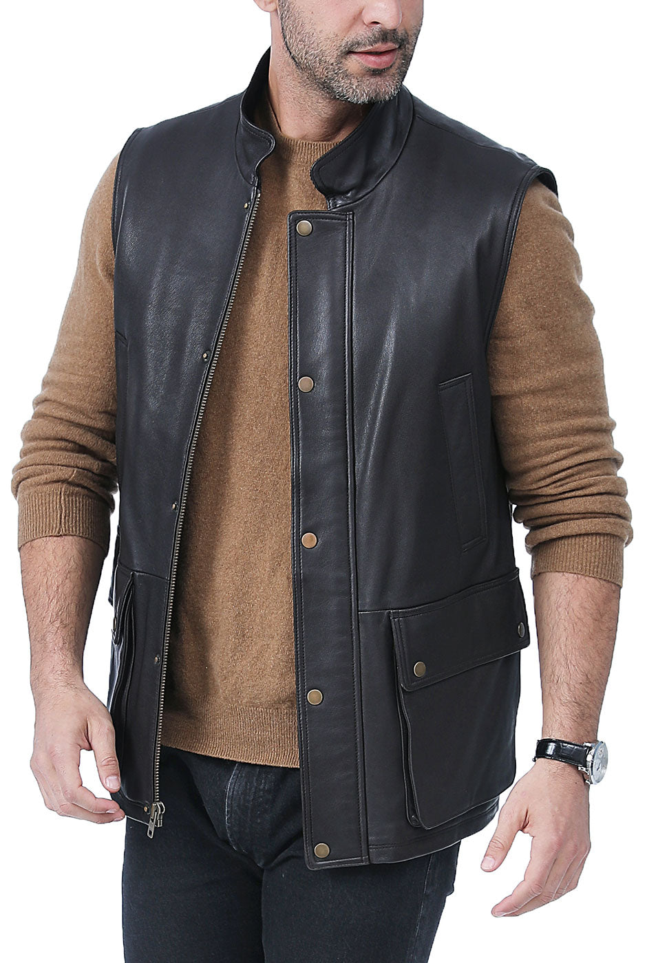 Landing Leathers Men Goatskin Leather Munitions Vest