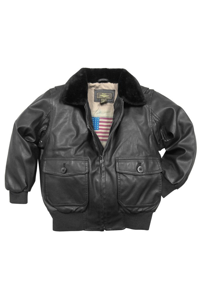 Landing Leathers Big Boys Navy G-1 Faux Leather Flight Bomber Jacket (G-1)