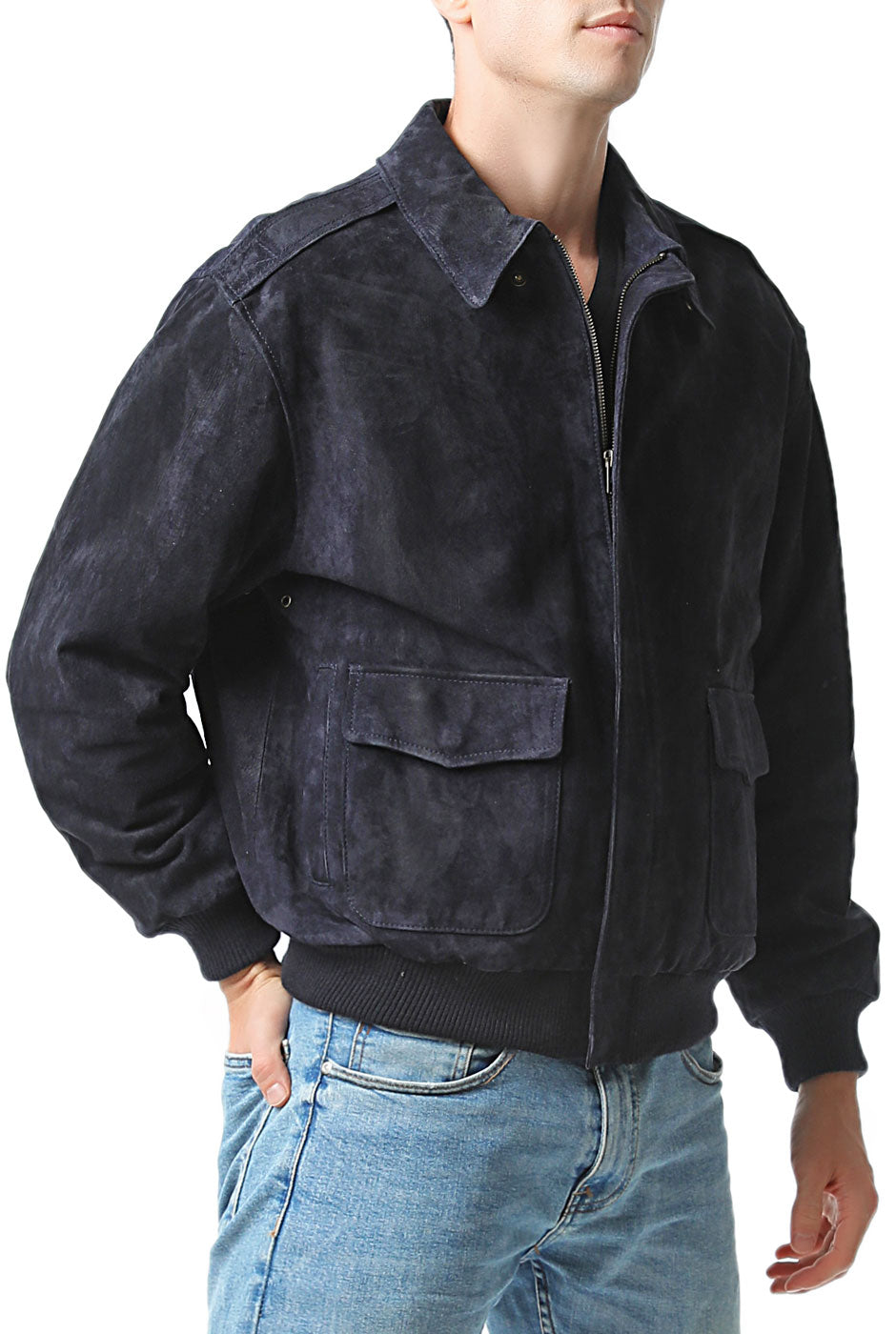 Landing Leathers Men Air Force A-2 Suede Leather Flight Bomber Jacket