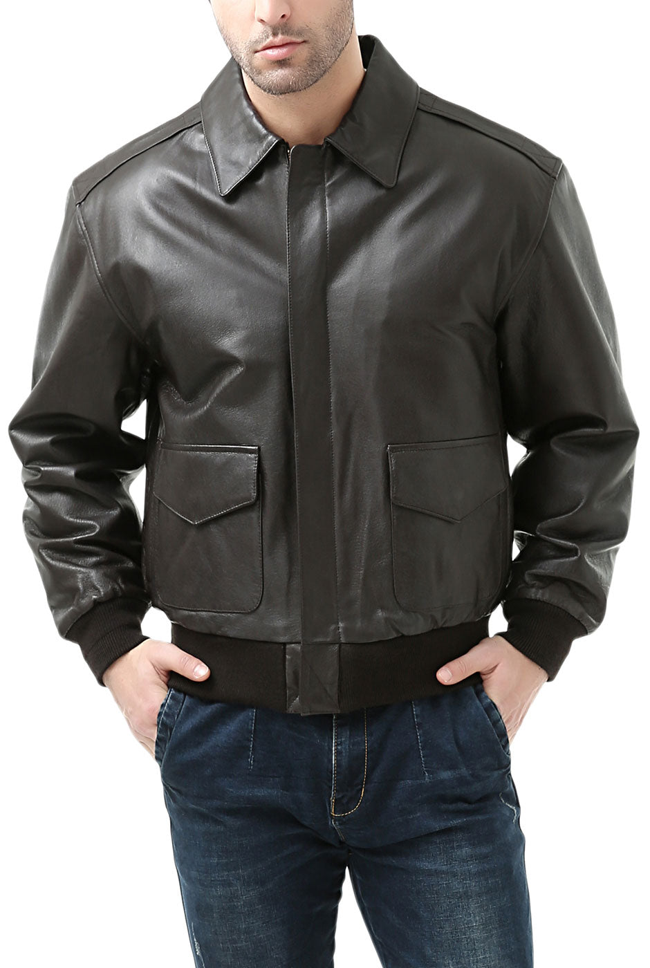 Landing Leathers Men Monogram Collection B-3 Sheepskin Bomber Jacket