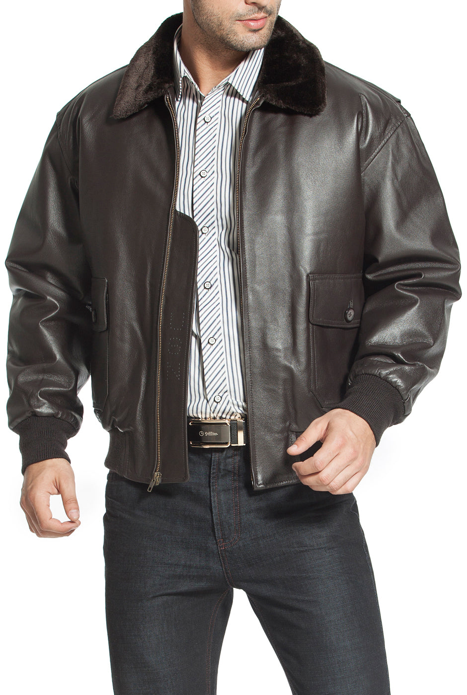 Landing Leathers Men Monogram Collection B-3 Sheepskin Bomber Jacket