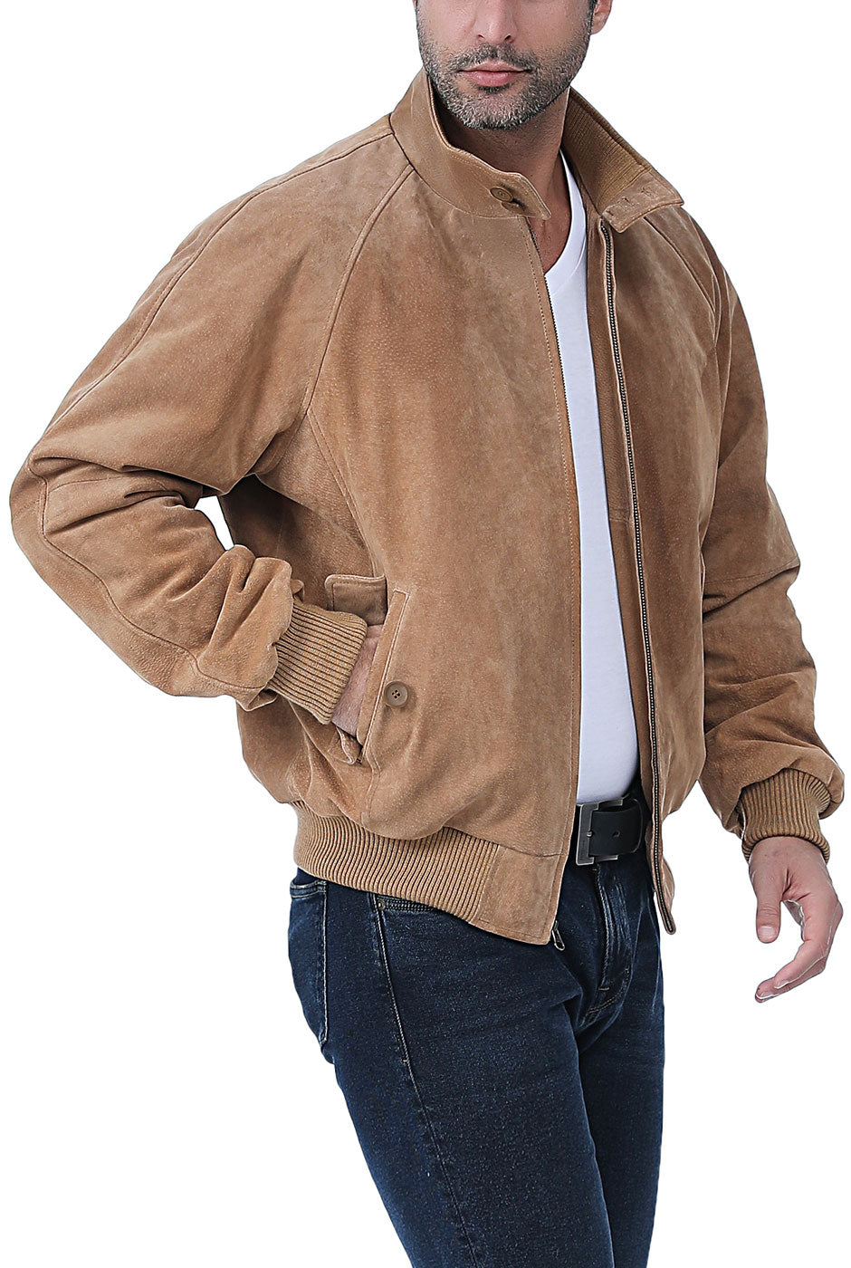 Landing Leathers Men WWII Suede Leather Bomber Jacket