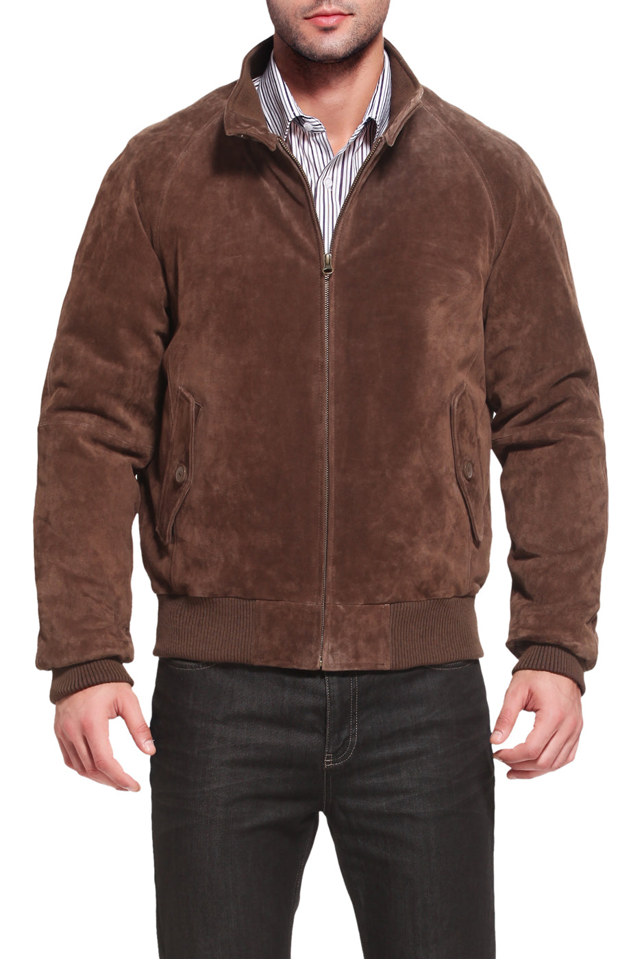 Landing Leathers Men WWII Suede Leather Bomber Jacket