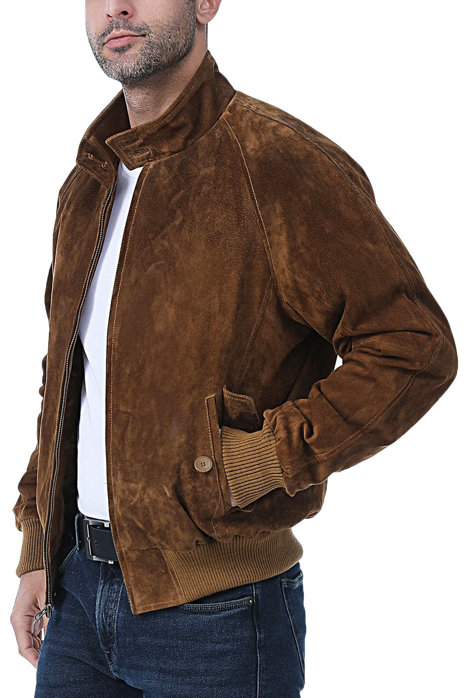 Landing Leathers Men WWII Suede Leather Bomber Jacket