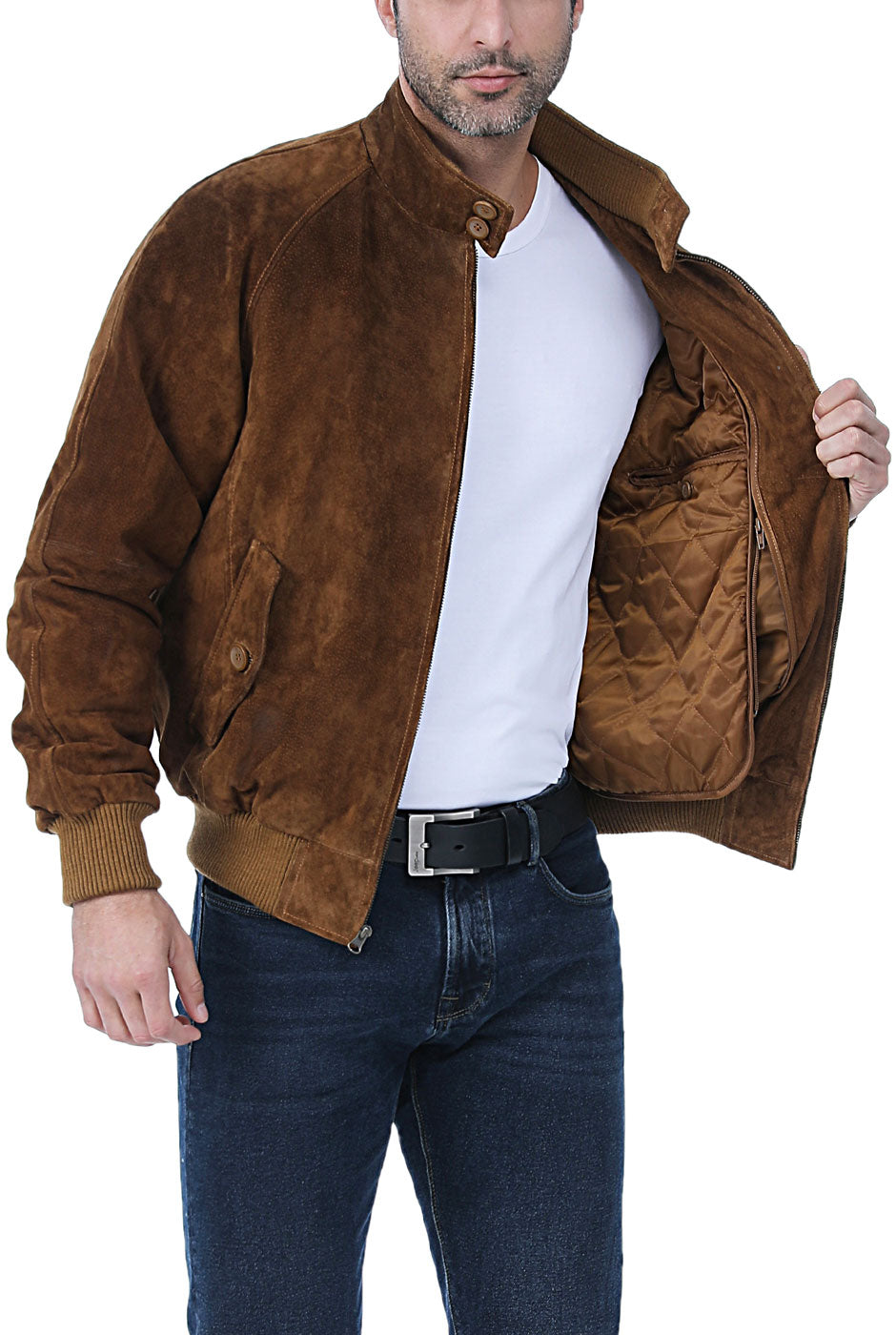 Landing Leathers Men WWII Suede Leather Bomber Jacket