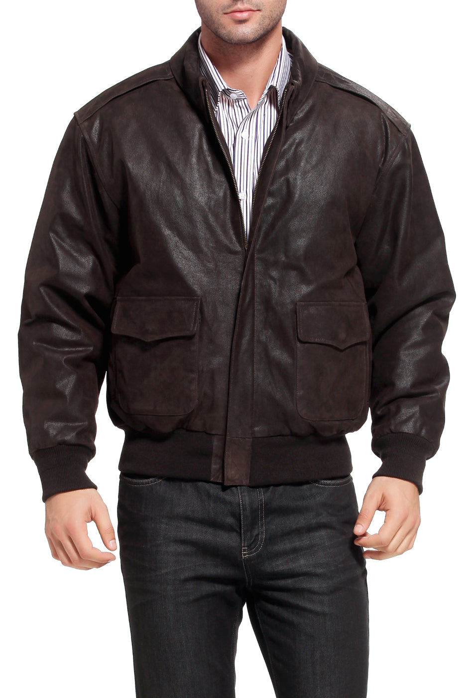 Mens WWII U.S Air Force A2 Leather Flight Bomber Jacket