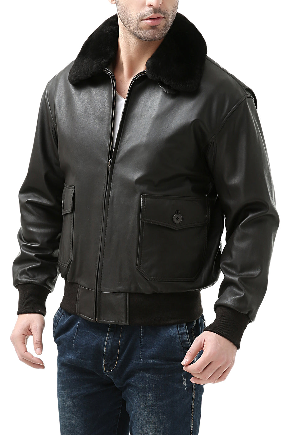 Landing Leathers Men Monogram Collection B-3 Sheepskin Bomber Jacket