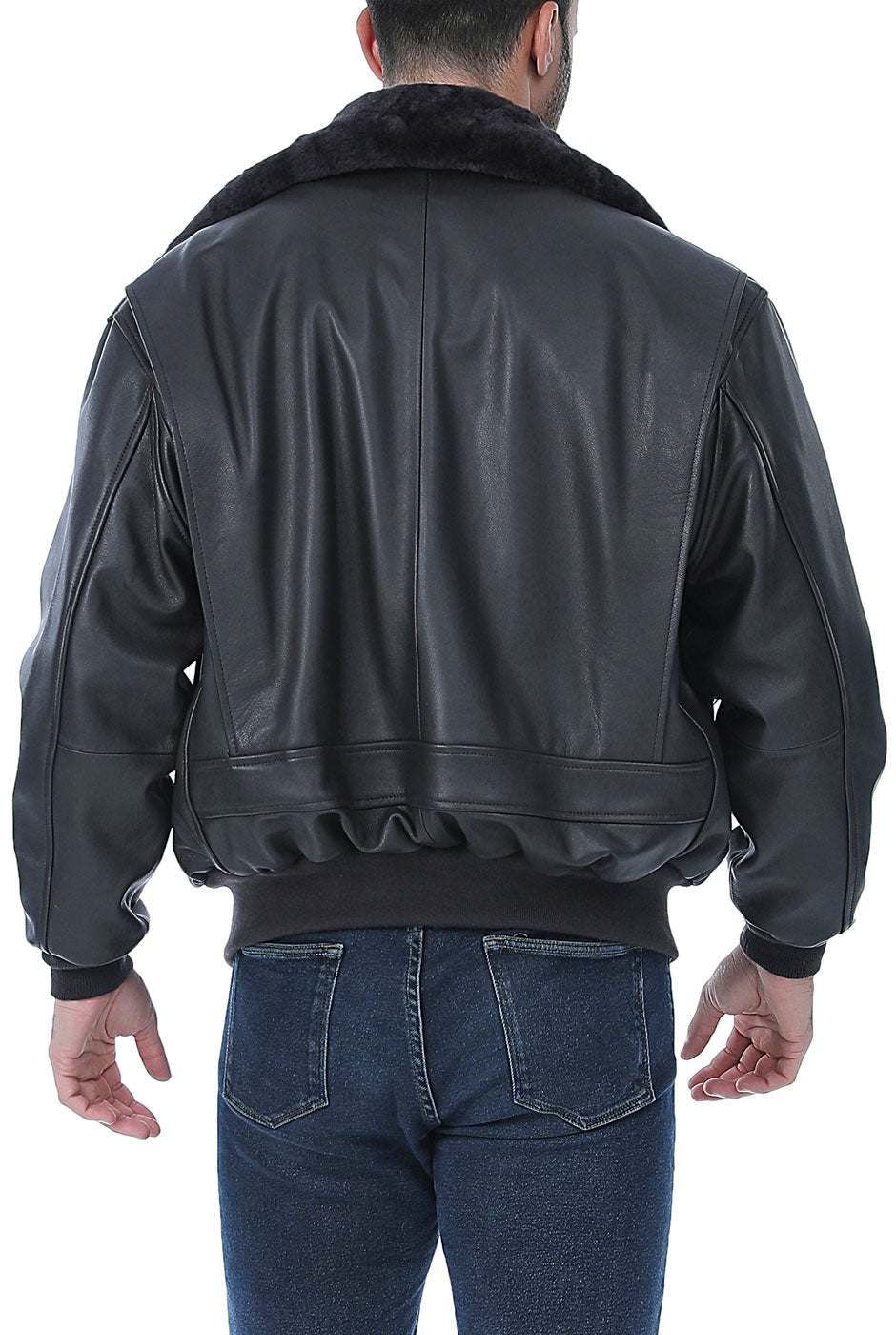 Landing Leathers Men Premium Navy G-1 Goatskin Leather Flight Bomber Jacket