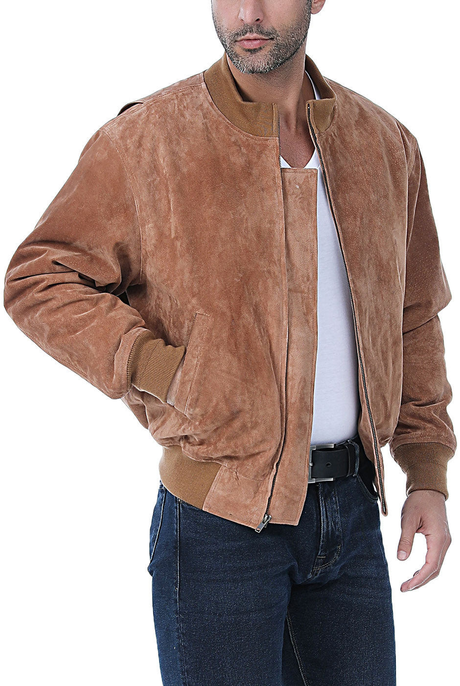 Landing Leathers Men WWII Suede Leather Tanker Jacket