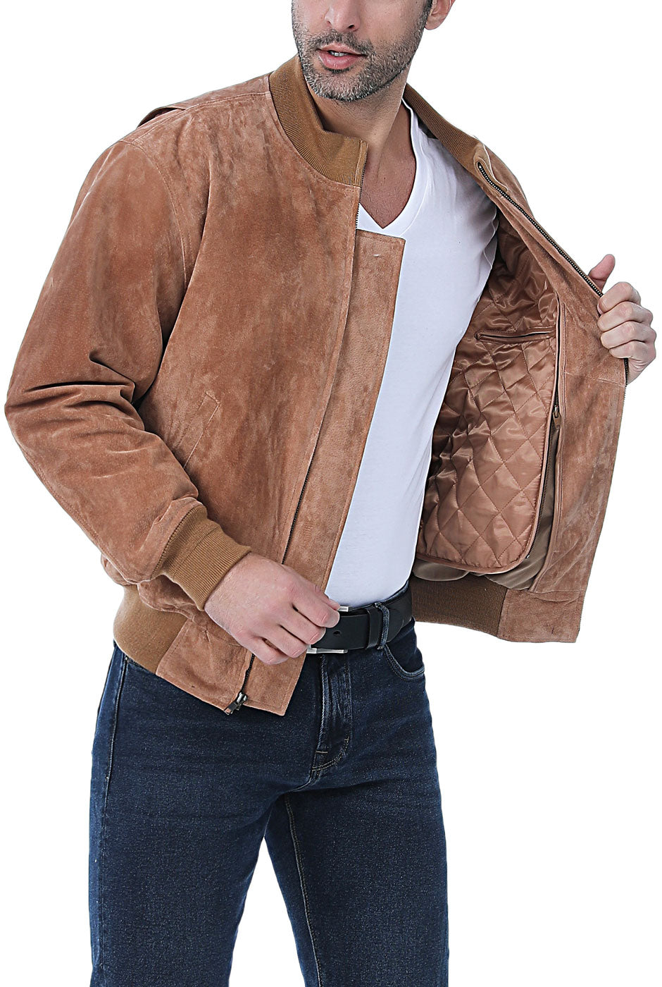 Landing Leathers Men WWII Suede Leather Tanker Jacket