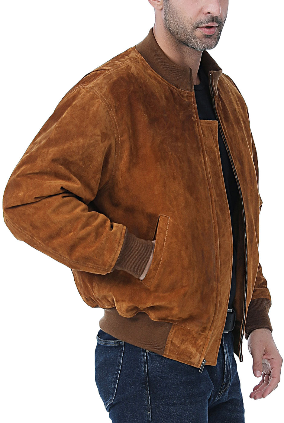 Landing Leathers Men WWII Suede Leather Tanker Jacket