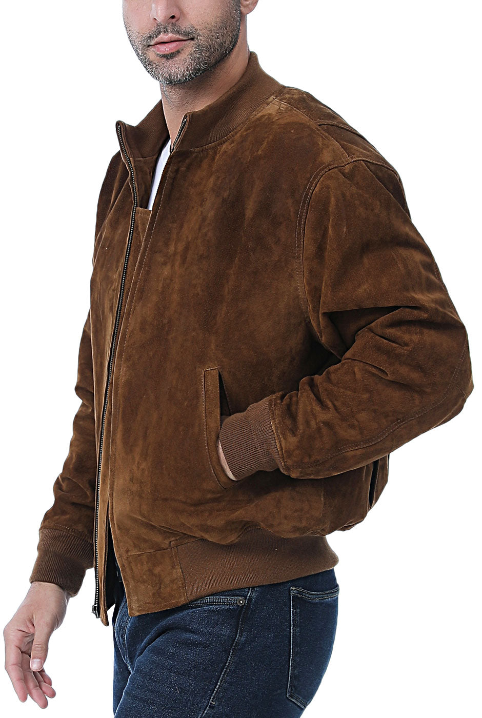 Landing Leathers Men WWII Suede Leather Tanker Jacket