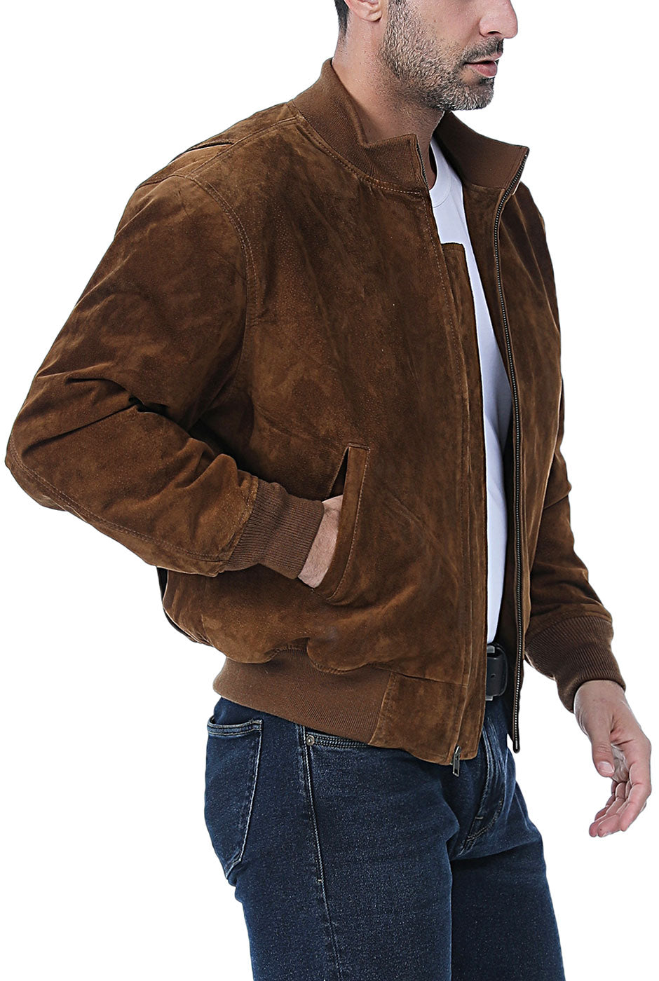 Landing Leathers Men WWII Suede Leather Tanker Jacket