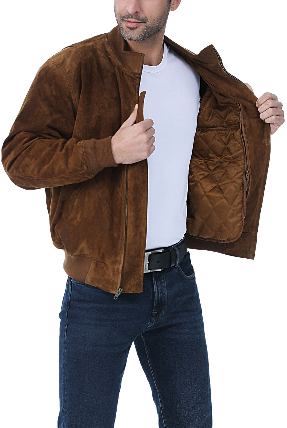 Landing Leathers Men WWII Suede Leather Tanker Jacket