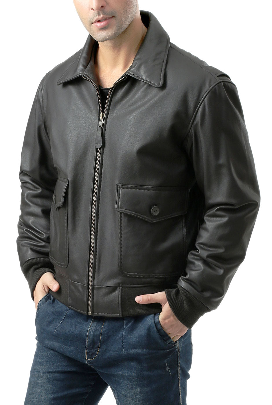 Landing Leathers Men Air Force G-2 Goatskin Leather Flight Bomber Jacket