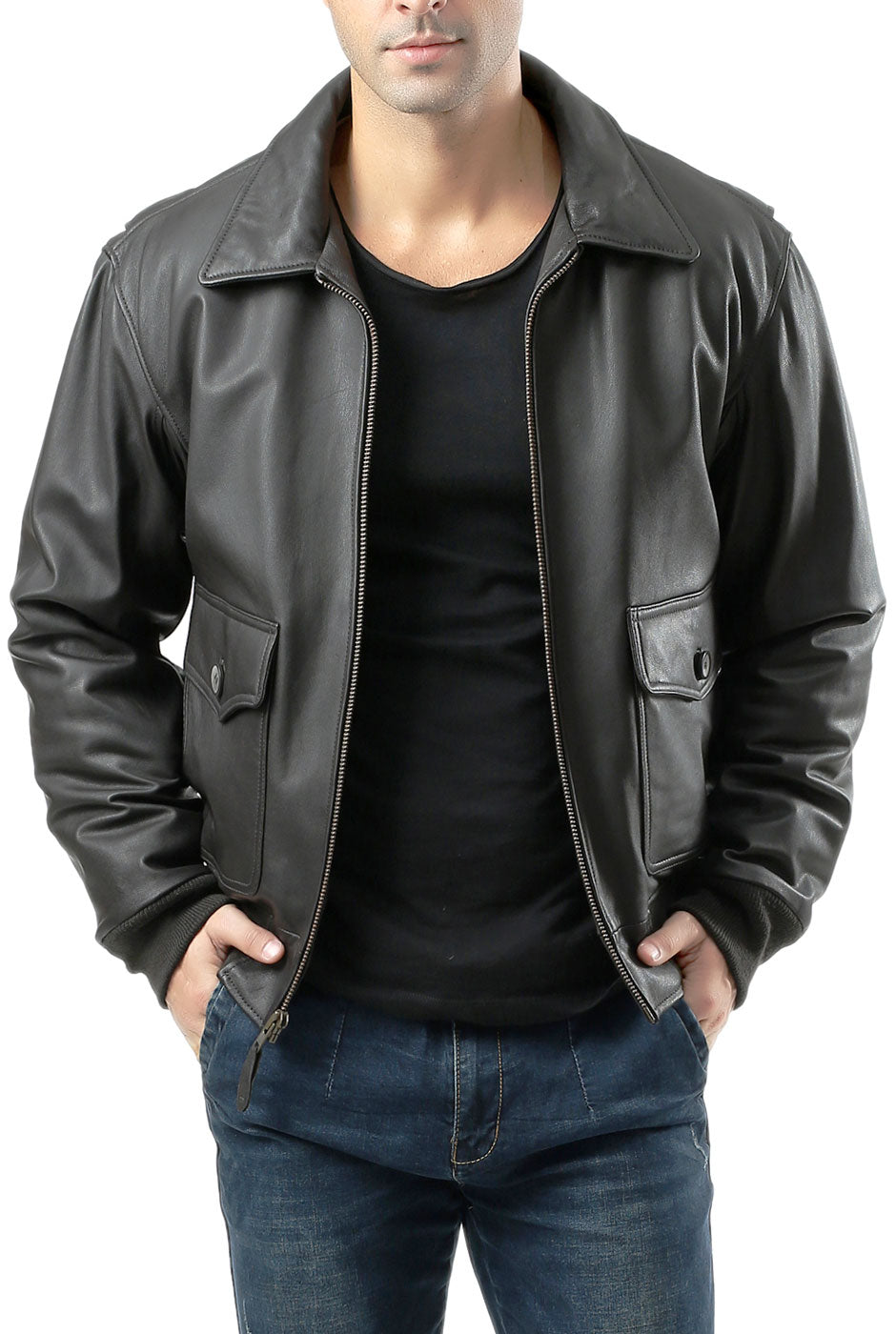Landing Leathers Men Air Force G-2 Goatskin Leather Flight Bomber Jacket