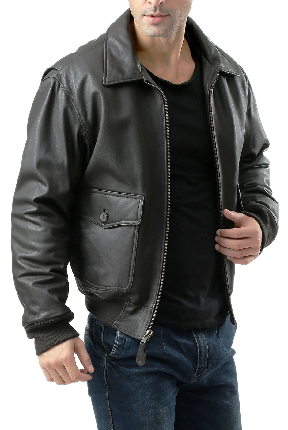 Landing Leathers Men Air Force G-2 Goatskin Leather Flight Bomber Jacket
