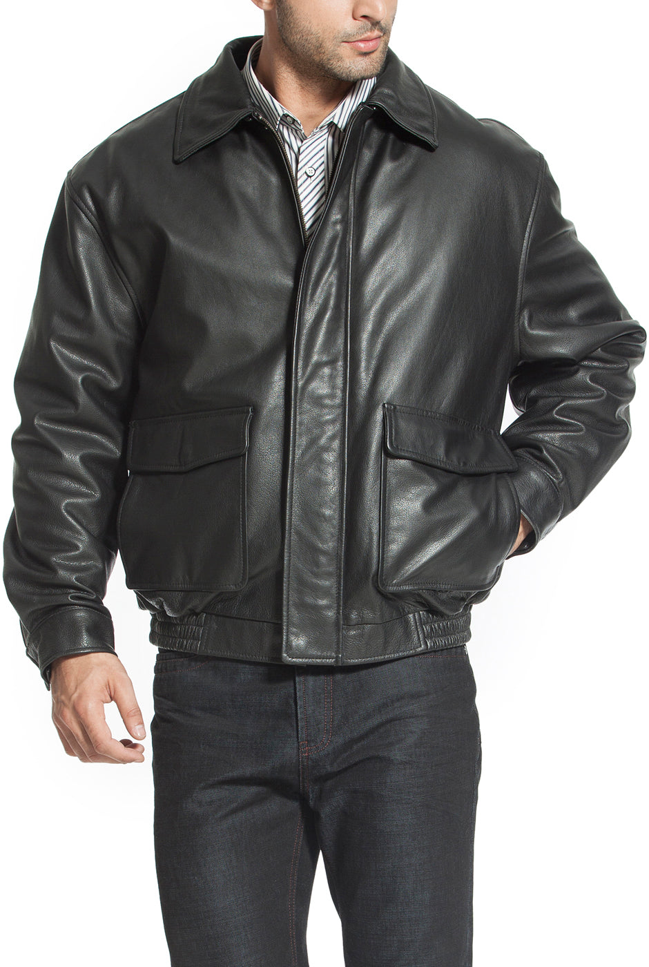 Landing Leathers Men's Heavy Duty Cowhide Leather Aviator Flight Bomber Jacket