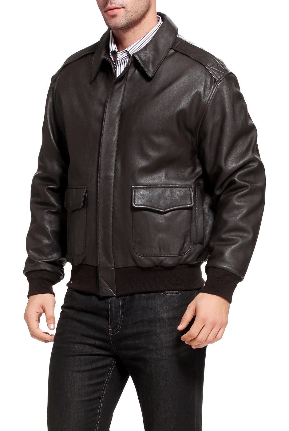 Landing Leathers Men Air Force A2 Leather Flight Bomber Jacket
