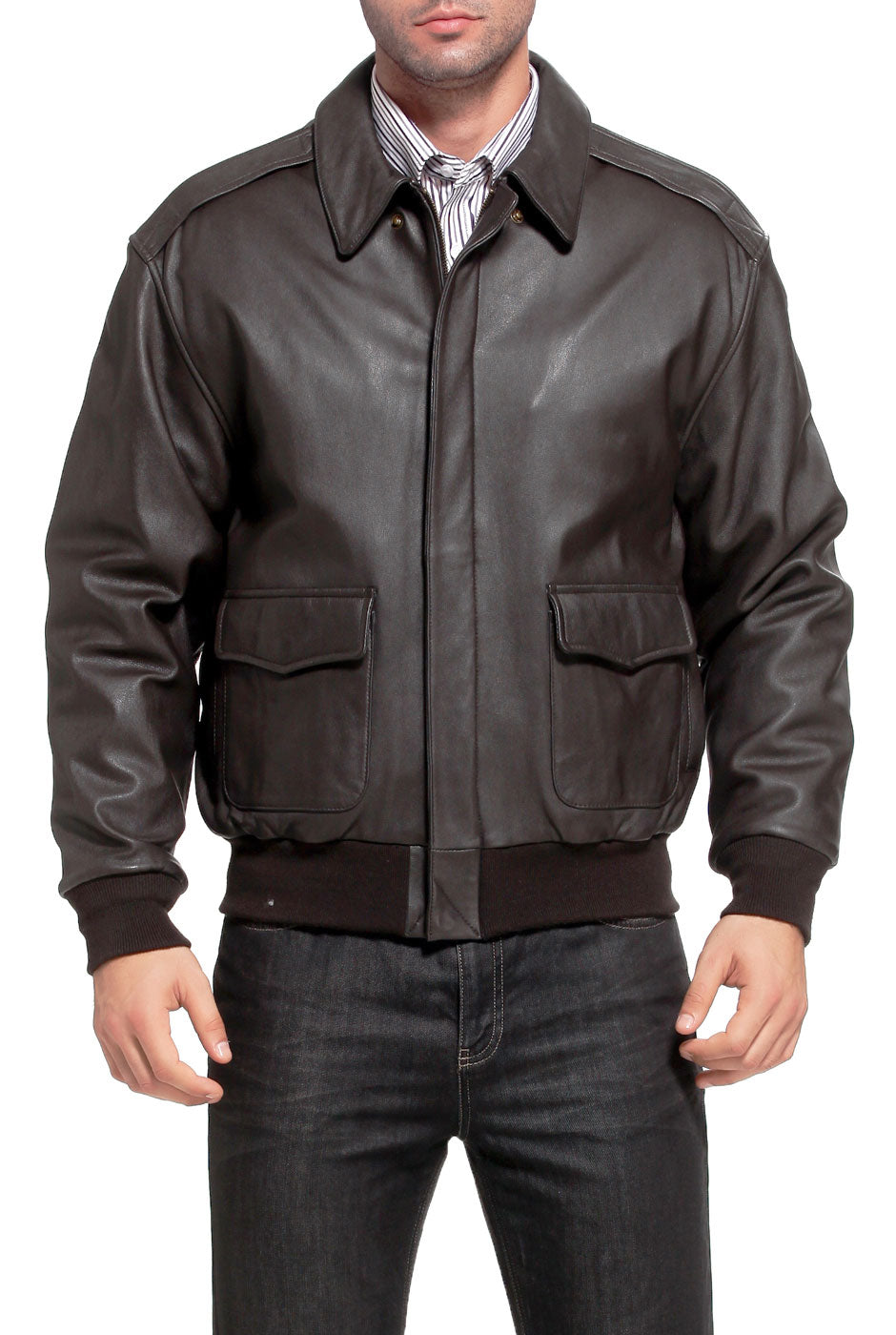 Men's G-1 Bomber Jacket - Distressed Real Cowhide Leather Aviator Flight Jacket (NFLeather)