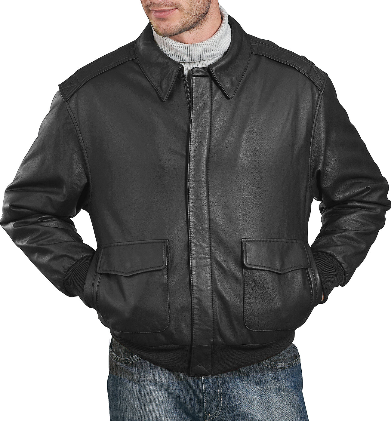 Landing Leathers Air Force Men A-2 Goatskin Leather Flight Bomber Jacket