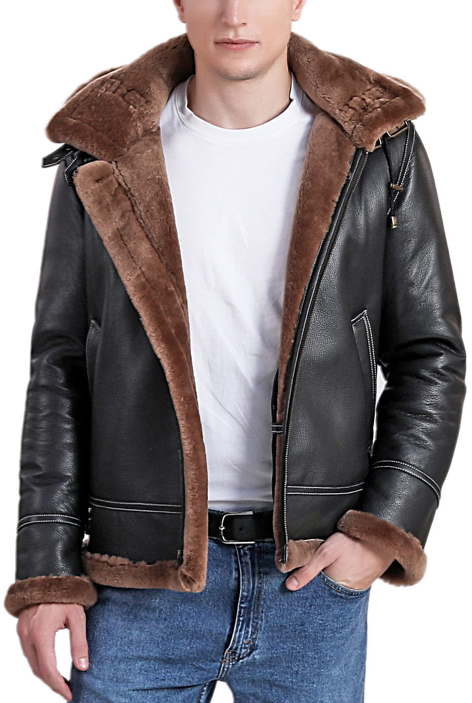 Landing Leathers Men Monogram Collection B-3 Sheepskin Bomber Jacket