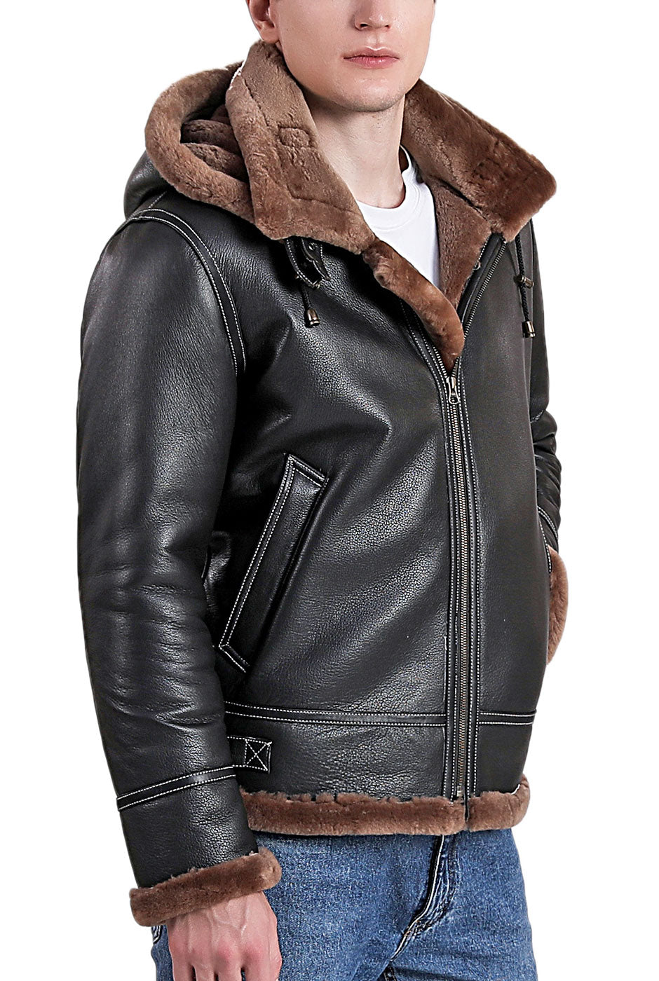 Landing Leathers Men Monogram Collection B-3 Sheepskin Bomber Jacket