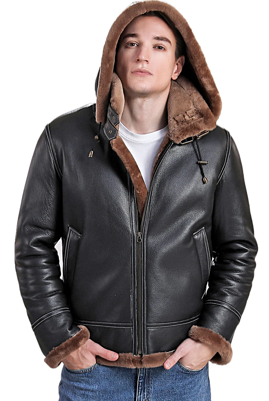 Landing Leathers Men Monogram Collection B-3 Sheepskin Bomber Jacket