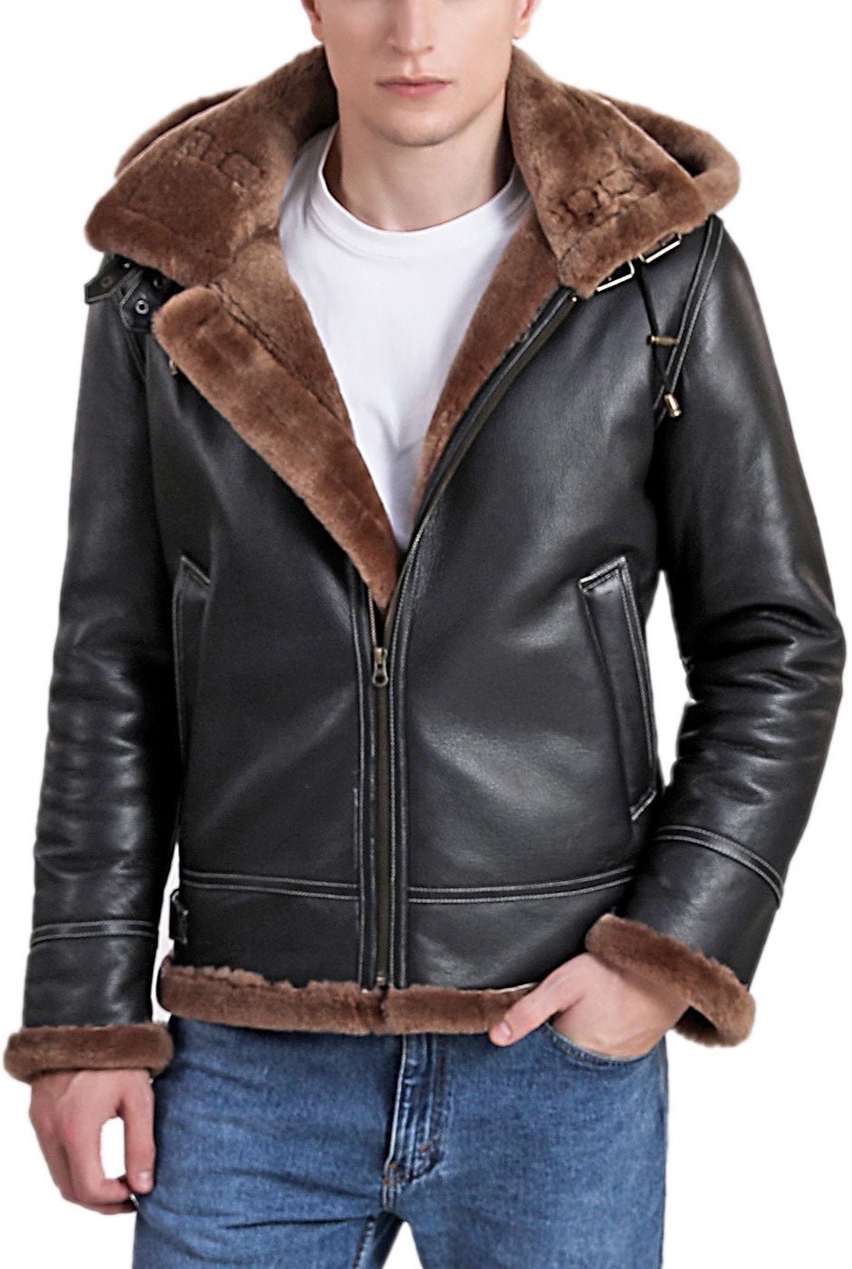 Landing Leathers Men Monogram Collection B-3 Sheepskin Bomber Jacket