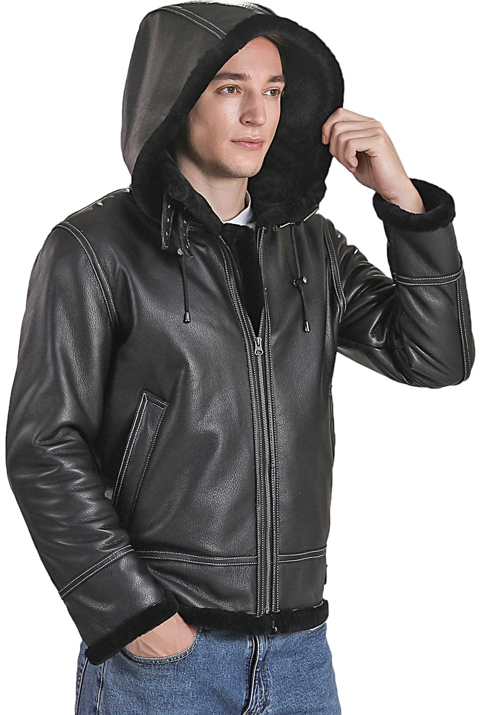 Landing Leathers Men Monogram Collection B-3 Sheepskin Bomber Jacket