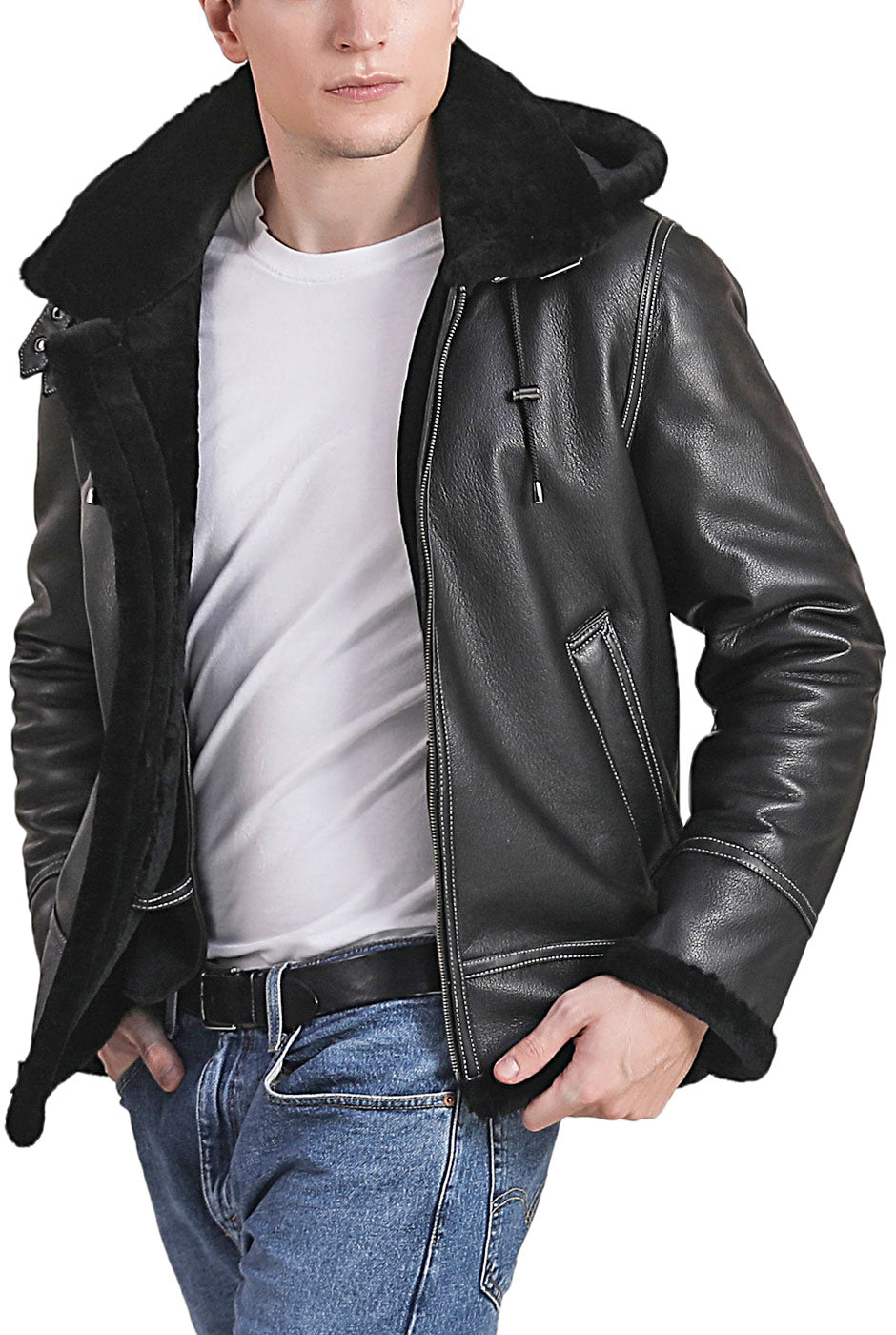 Landing Leathers Men Monogram Collection B-3 Sheepskin Bomber Jacket